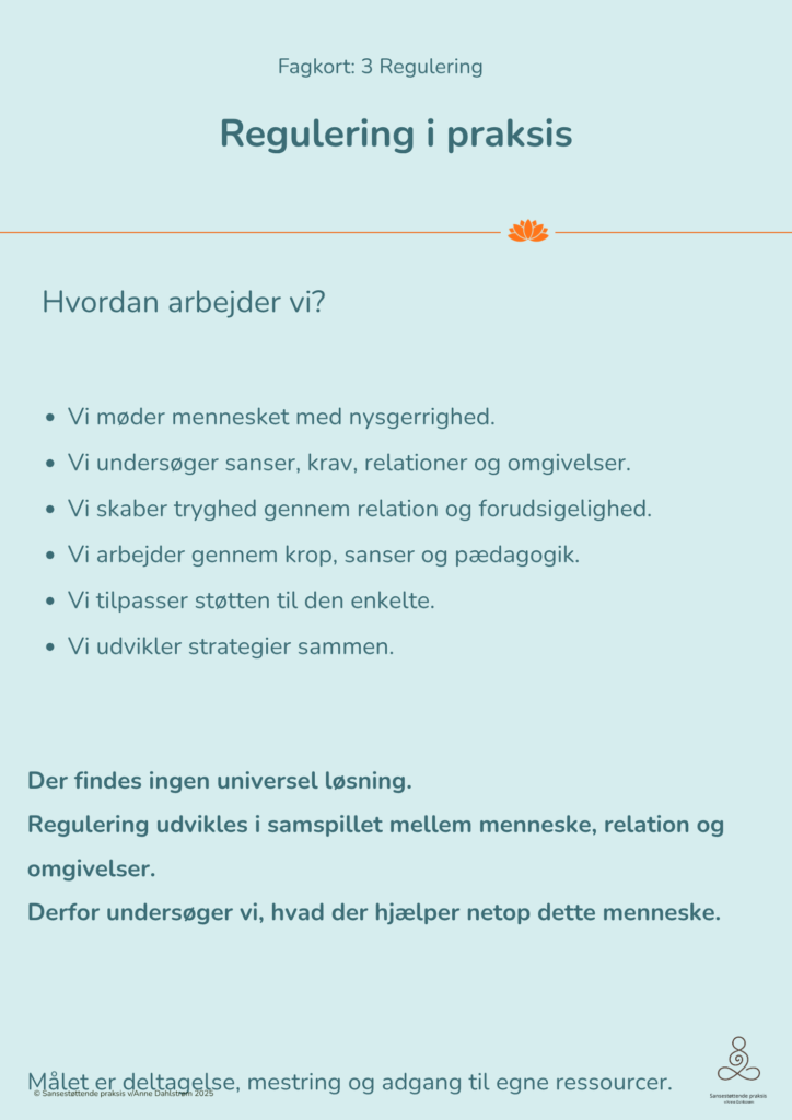 Regulering i praksis gennem krop, sanser, relationer og pædagogik. Fagkort om reguleringsstøttende arbejde ved autisme og ADHD.